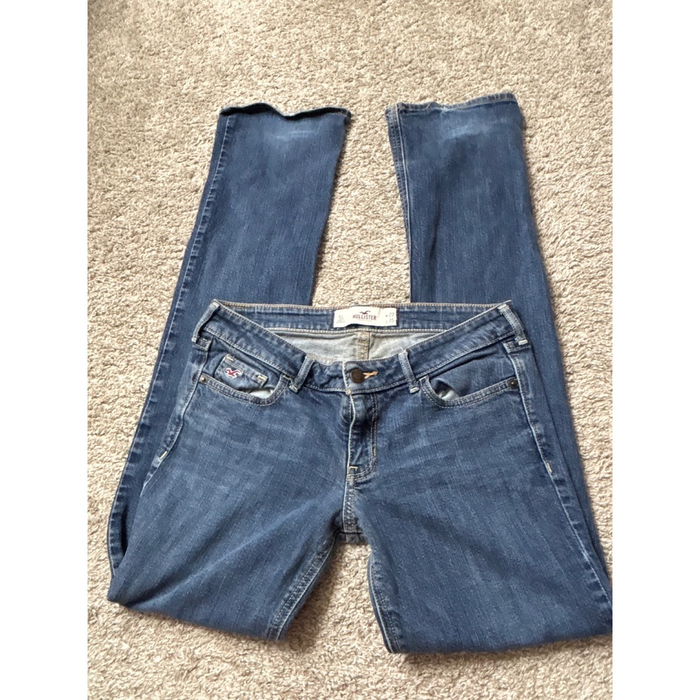 Hollister Low Rise Bootcut Jeans Medium Wash Blue Denim W27 L35 5L Long Inseam